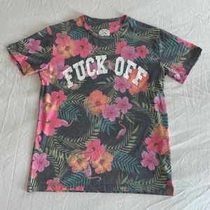 Smithson “Fuck Off” Graphic Tropical T-Shirt size M